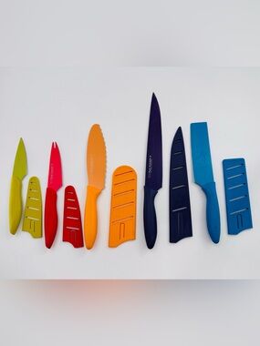 Kai Pure Komachi 5pc Knife Set Kitchen Knives Used Child Safe W Covers Cooking